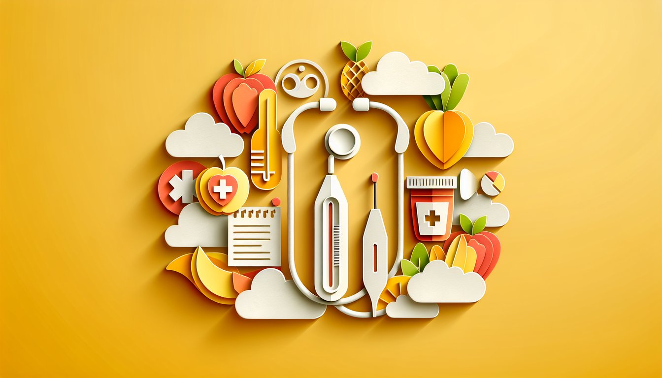 Paper art illustration for a disease matching quiz on a golden yellow background