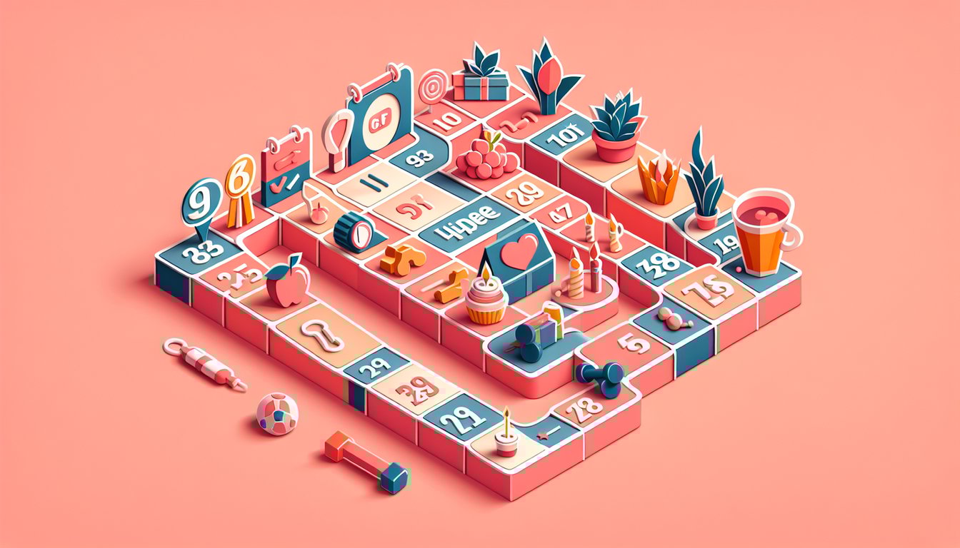 Paper art illustration for a life expectancy quiz on a coral background