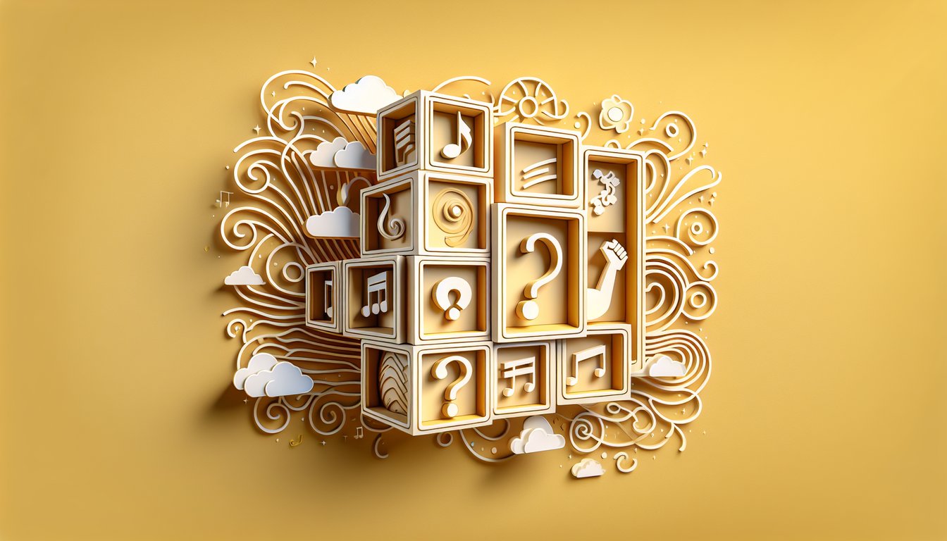Melanie Martinez themed personality quiz paper art illustration on golden yellow background