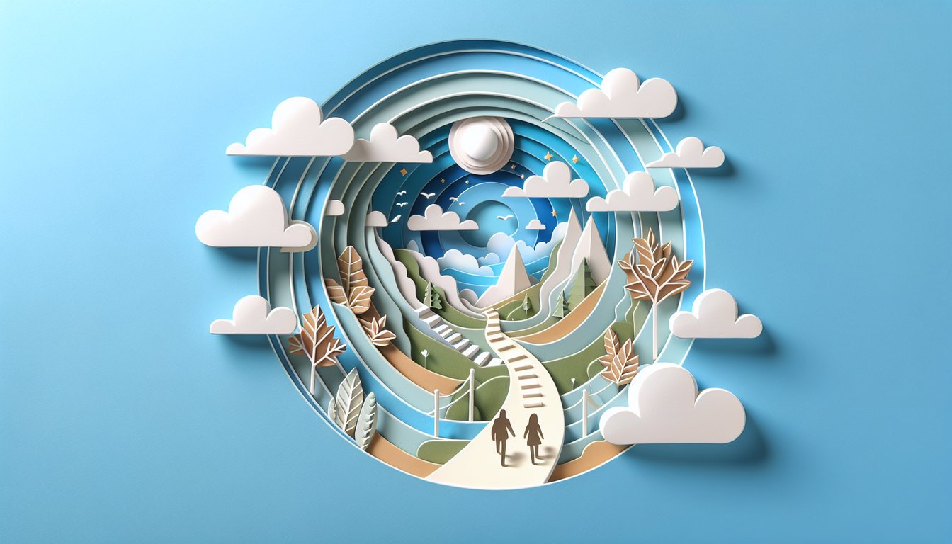 Numerology quiz paper art illustration revealing life path number on sky blue background