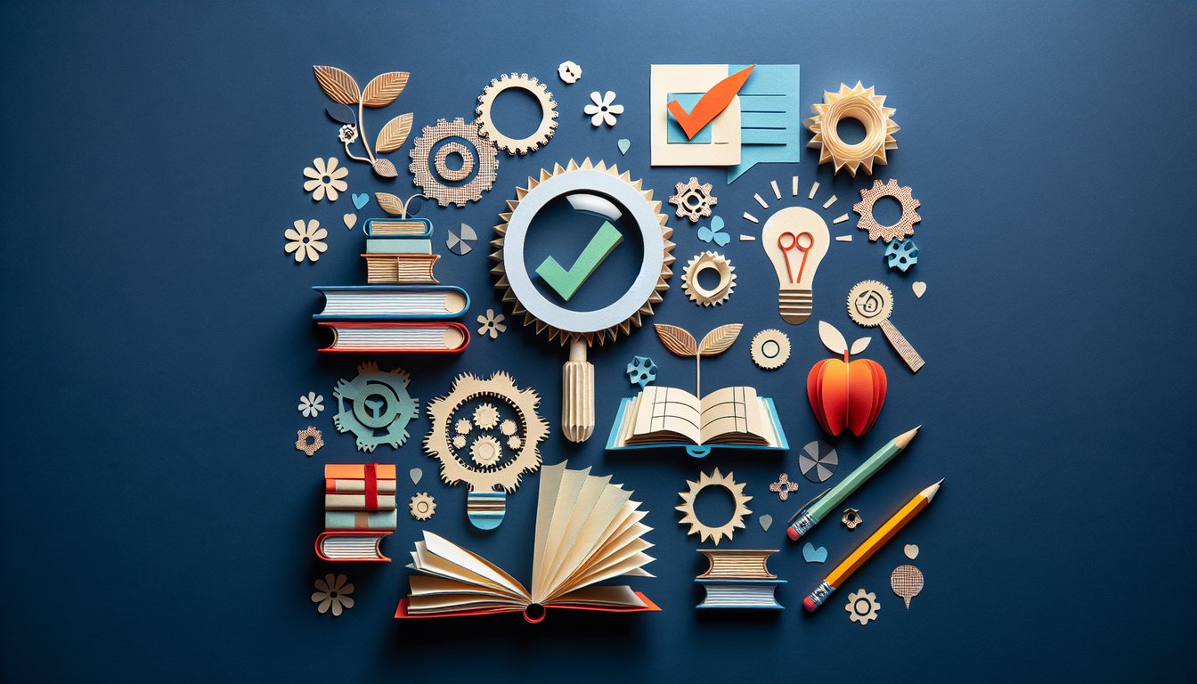 Paper art promoting trivia quiz for Ace the 5004 Praxis, a college-level educator prep test.