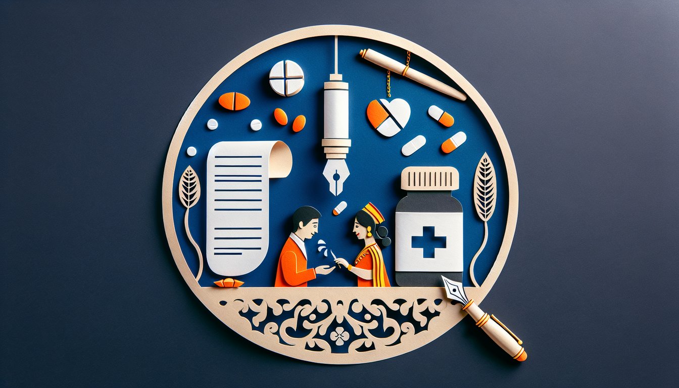 Colorful paper art design for a Medication Transcription Assessment trivia quiz