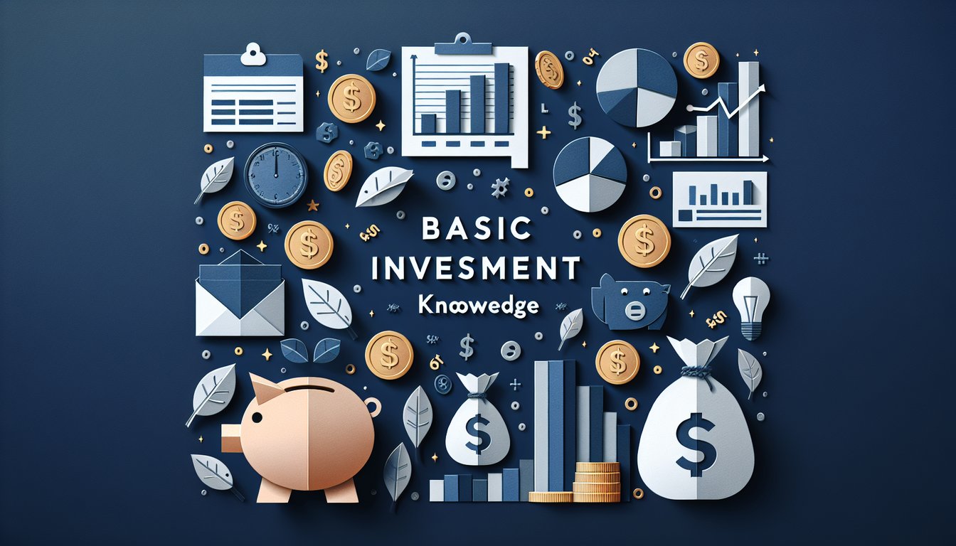 Colorful paper art depicting elements related to Basic Investment Knowledge Quiz.