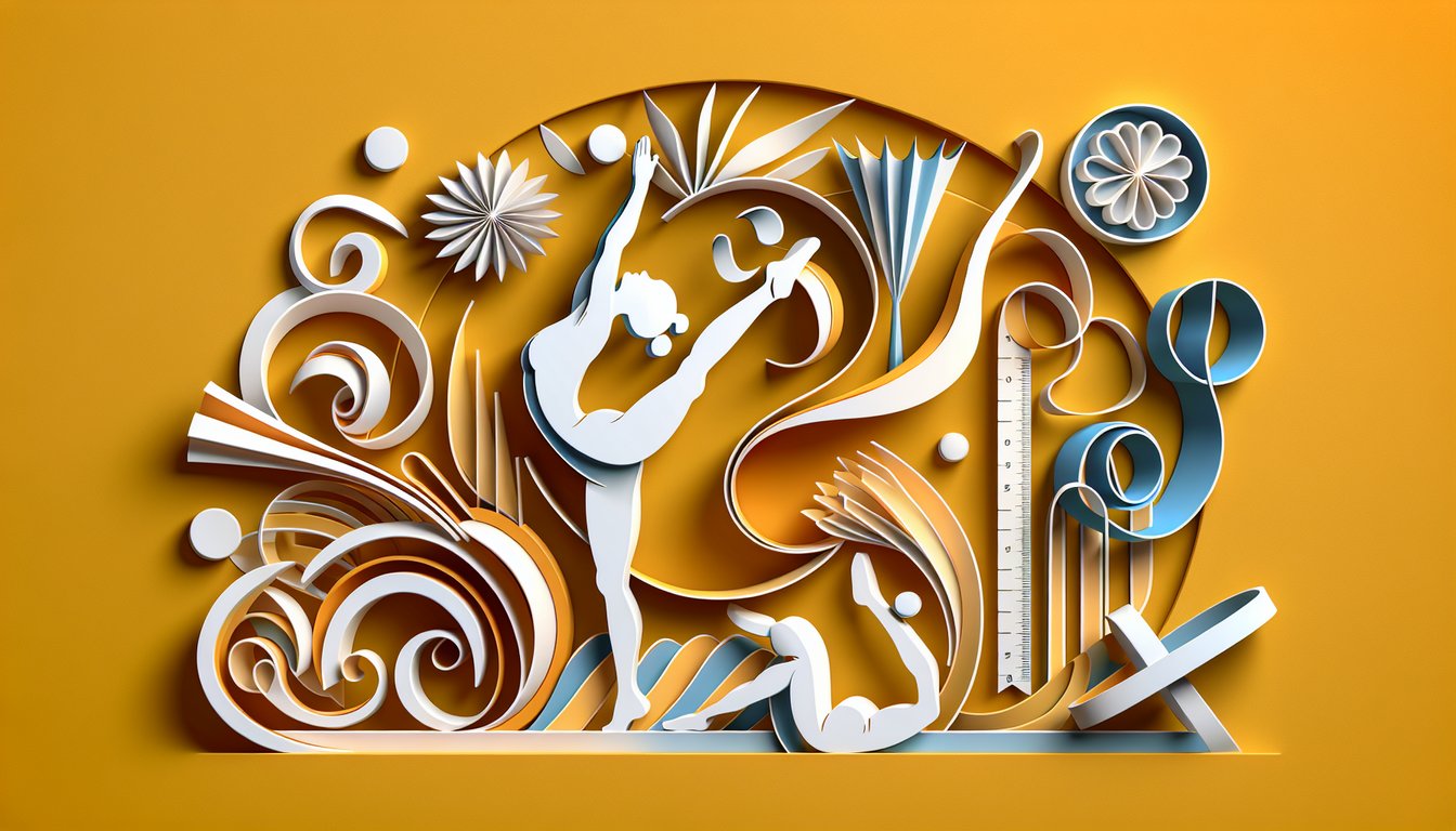 Paper art silhouettes stretching on golden yellow background quiz invitation to test flexibility