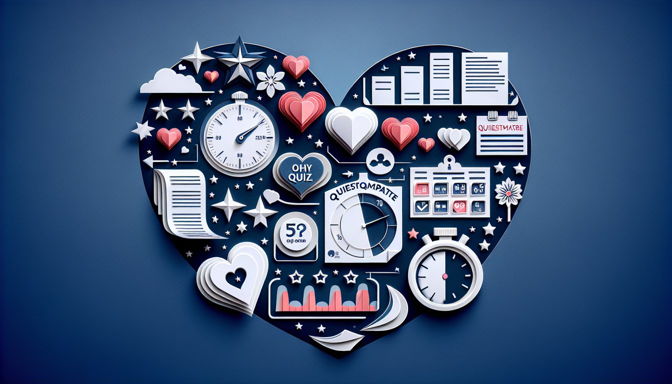Paper art illustration for a boyfriend timeline quiz on a dark blue background