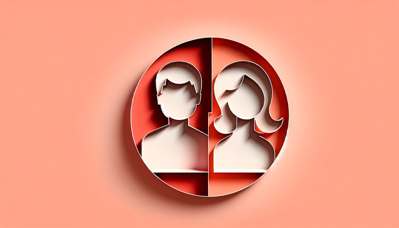 Paper art illustration for Damon vs Stefan style quiz on a coral background