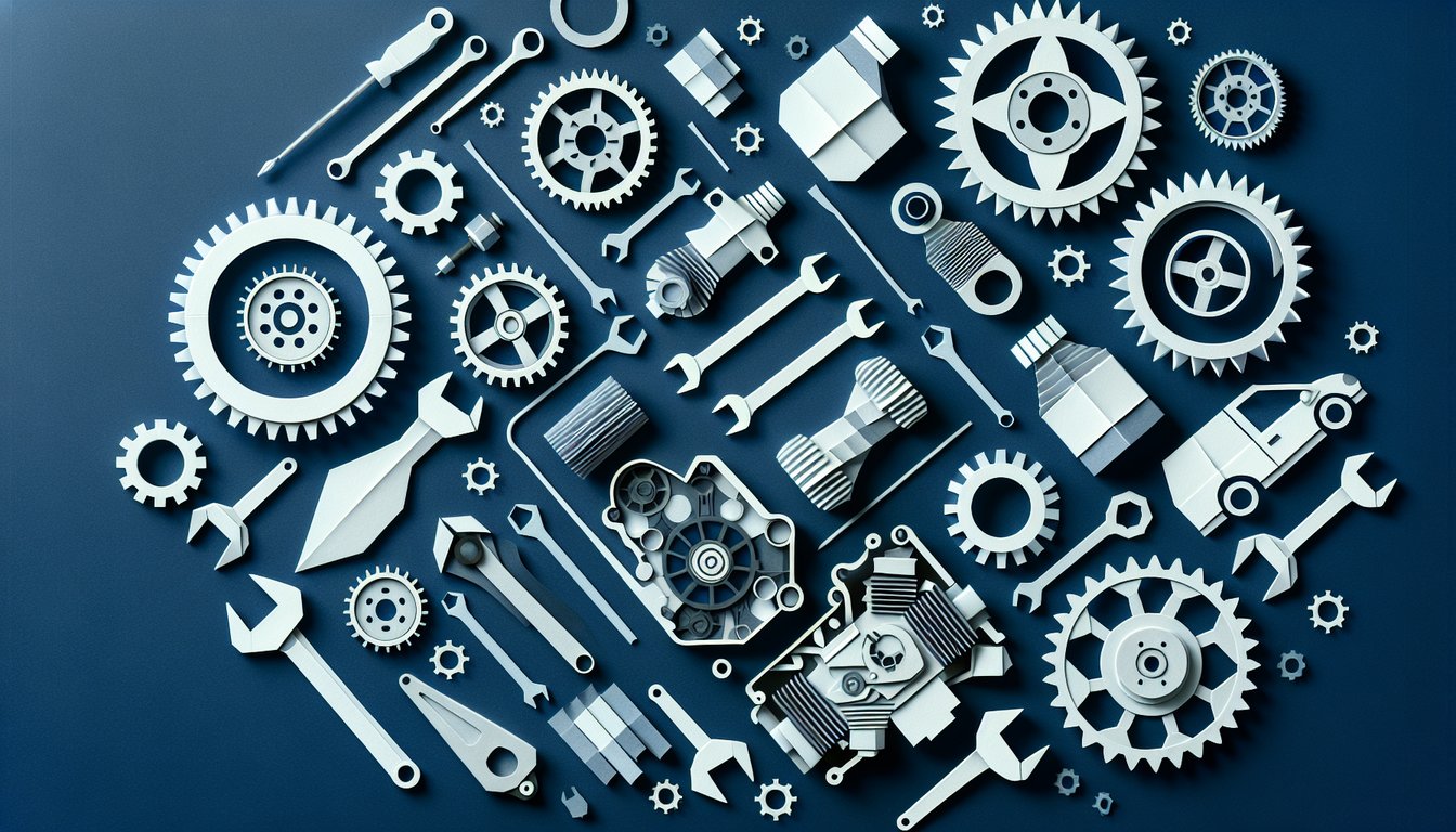 Colorful paper art depicting elements related to Automotive Engine Mechanics Knowledge Test