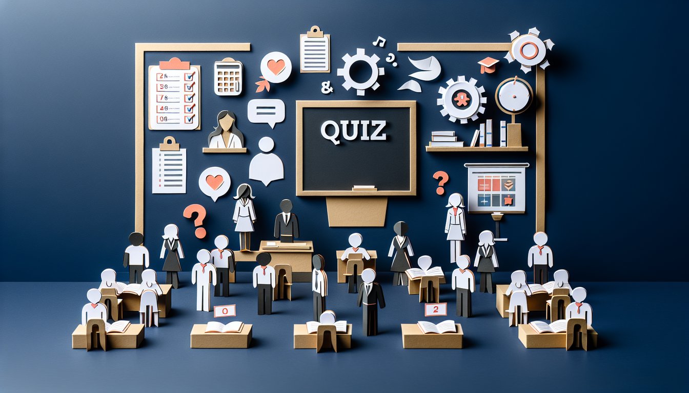 Paper art illustrating a trivia quiz for the Teacher Quiz Challenge