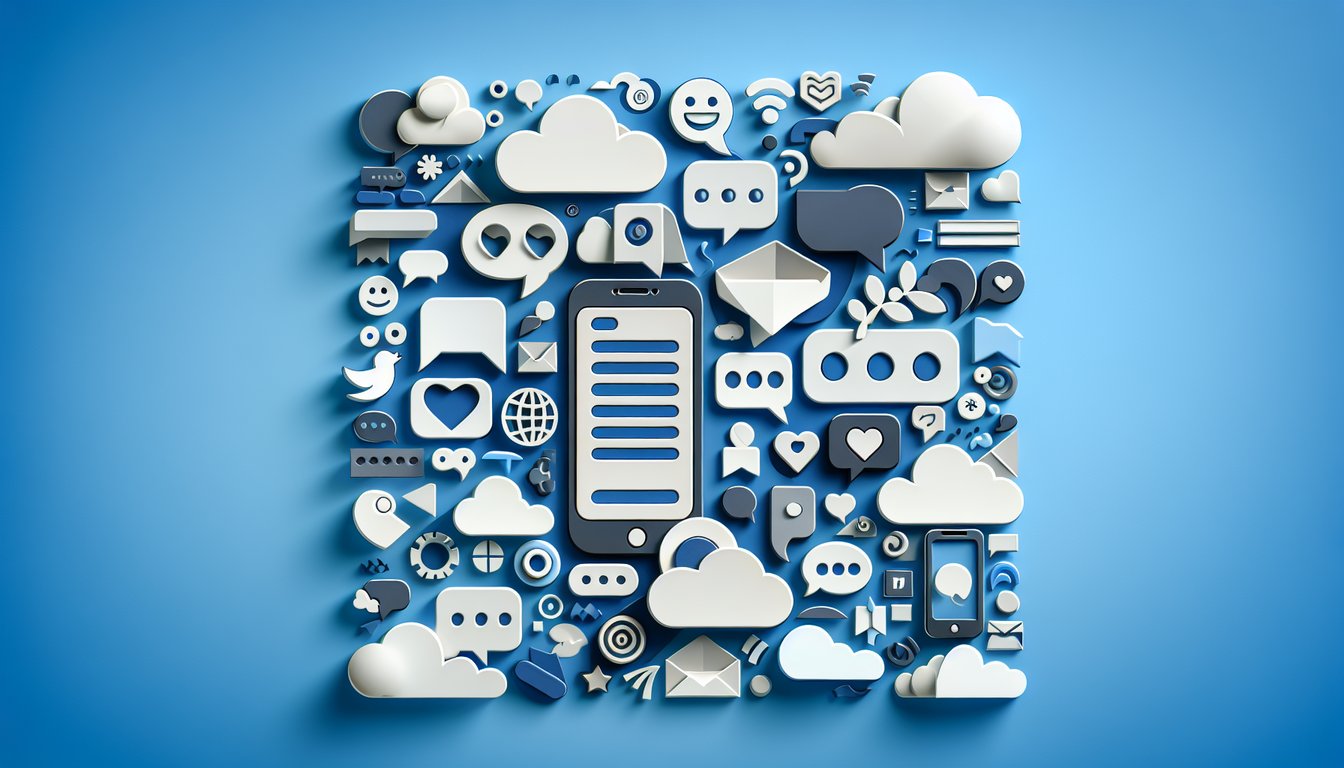 colorful paper speech bubbles on sky blue background promoting free quiz to discover your texting style and messaging habits