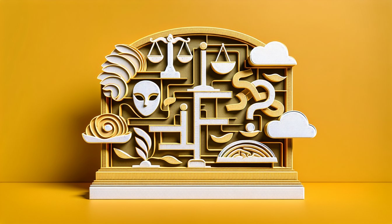Paper art illustration for Am I Manipulative Quiz on a golden yellow background