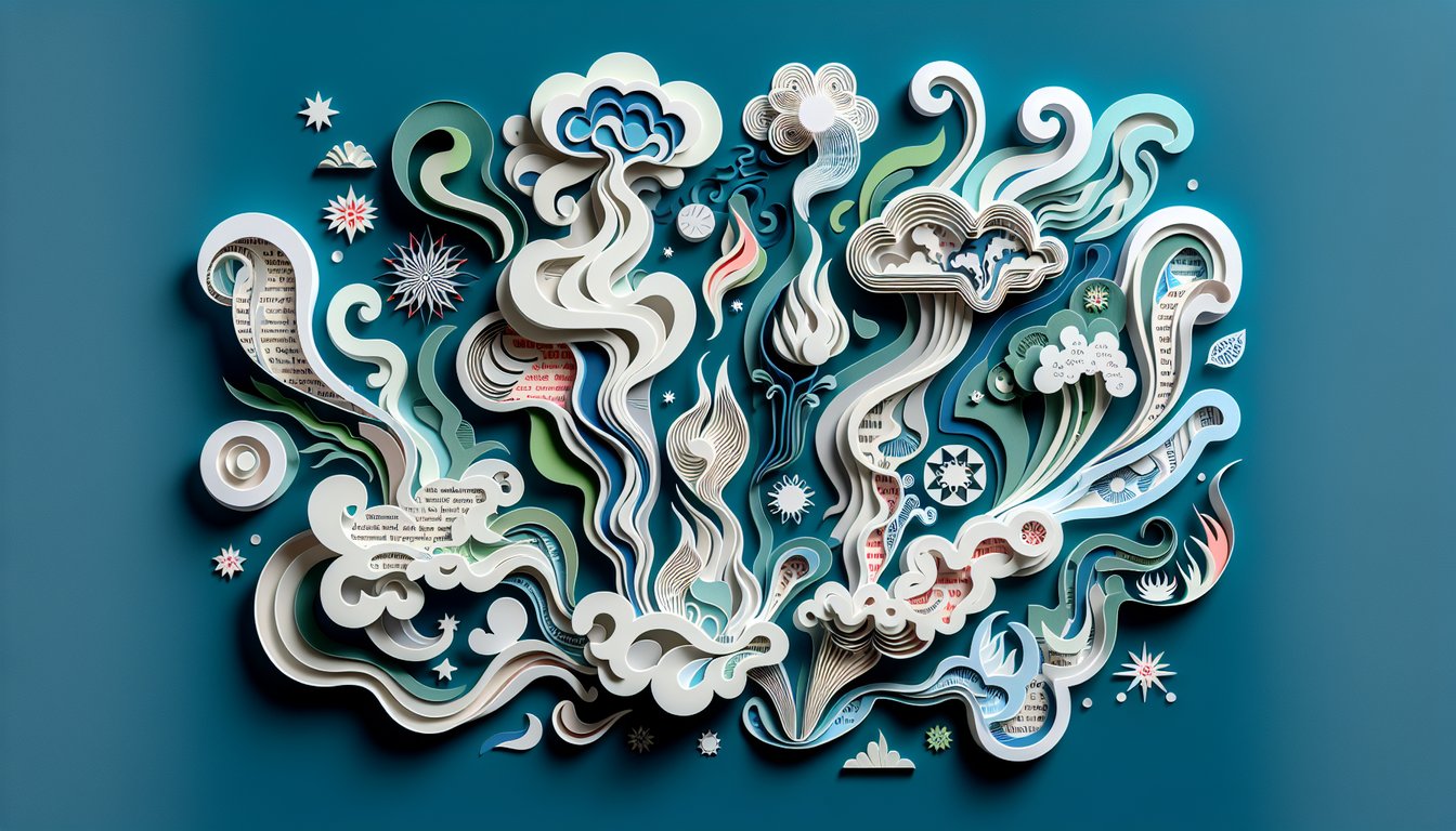 Paper art smoke shapes above quiz title on teal background testing grasp of smoke patterns and Dodson techniques