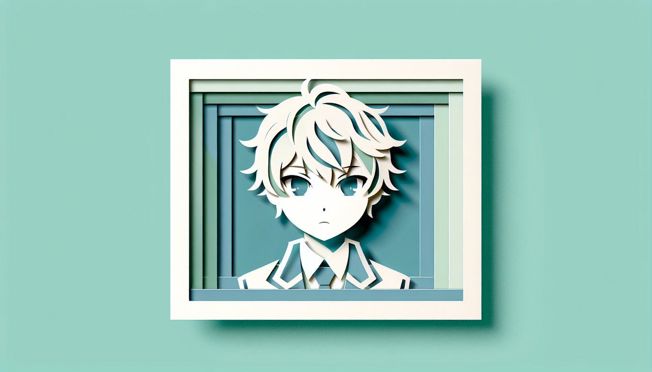 Paper art illustration for Ouran Host Club character personality quiz on teal background