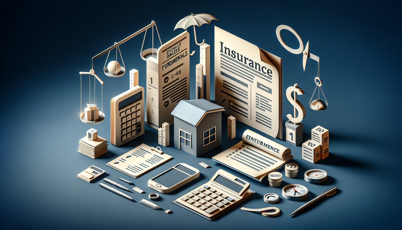 Colorful paper art depicting a quiz on Insurance Sales Fundamentals