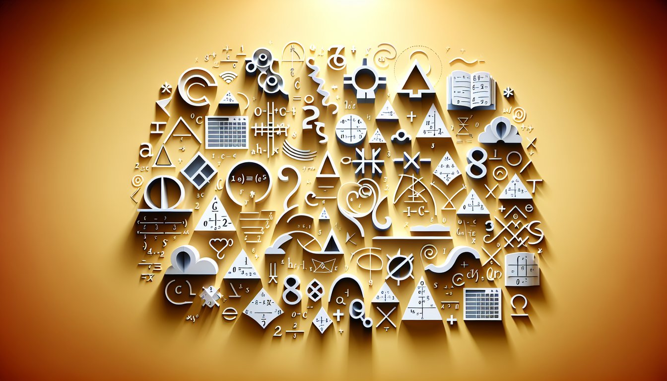 Illustration for Maths Exercise Form 1 Quiz featuring algebra and geometry on a golden yellow background