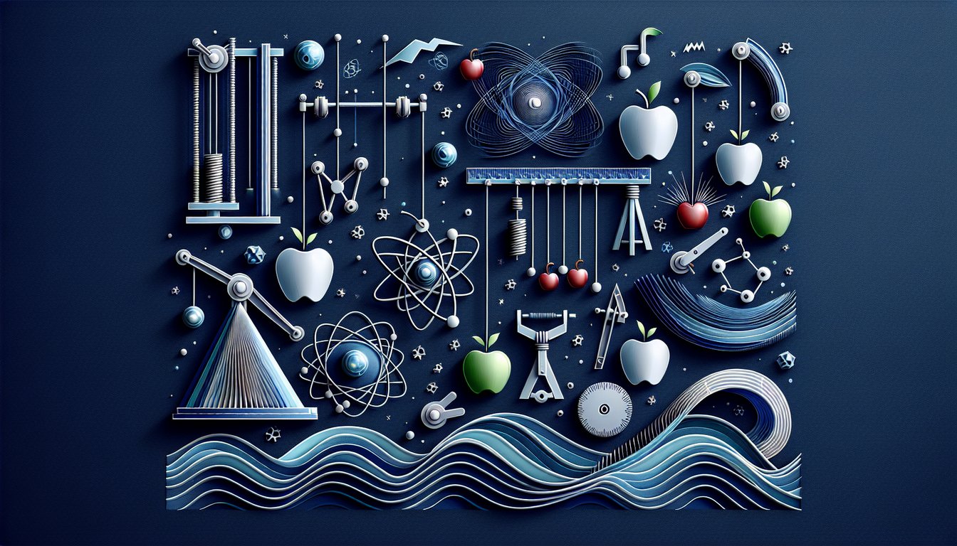 Colorful paper art promoting a Physics 101 Essentials trivia quiz for college science students.