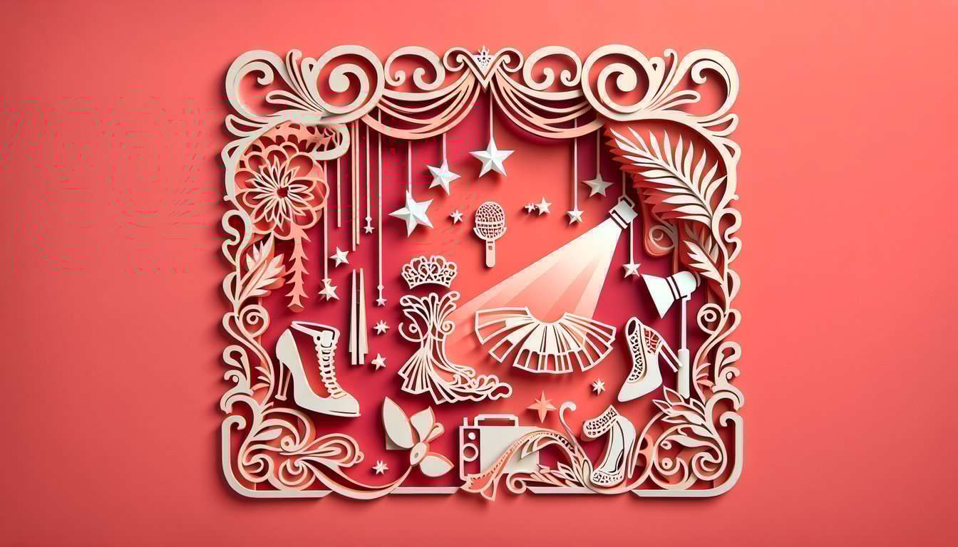 Paper art illustration for Dance Moms quiz revealing stage-side persona on a coral background