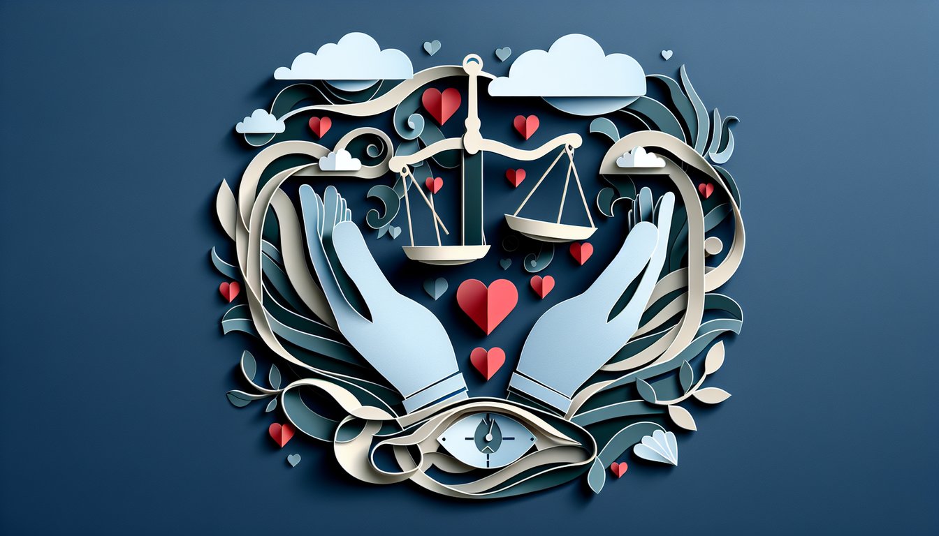 Paper art hearts puzzle pieces on dark blue background prompting relationship stay or go quiz decision