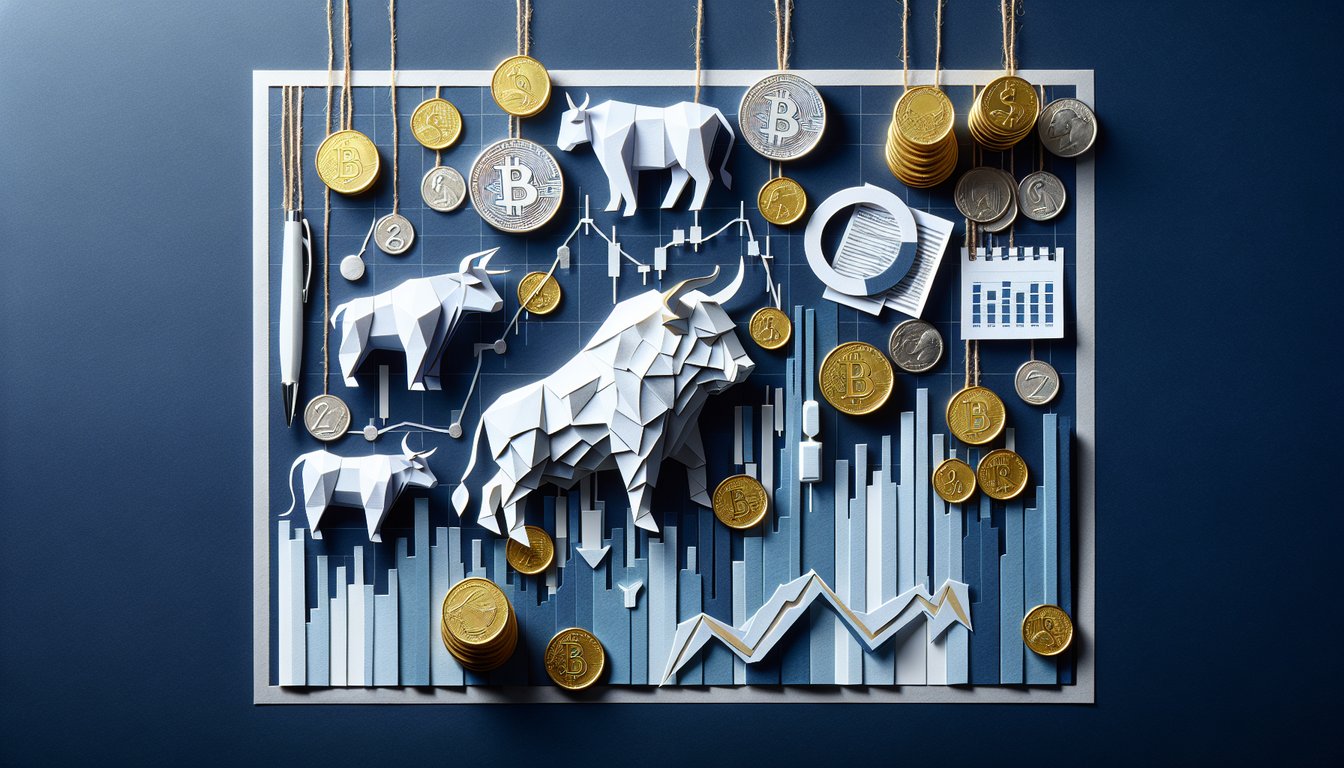 Colorful paper art depicting elements related to a Financial Markets Knowledge Assessment quiz.
