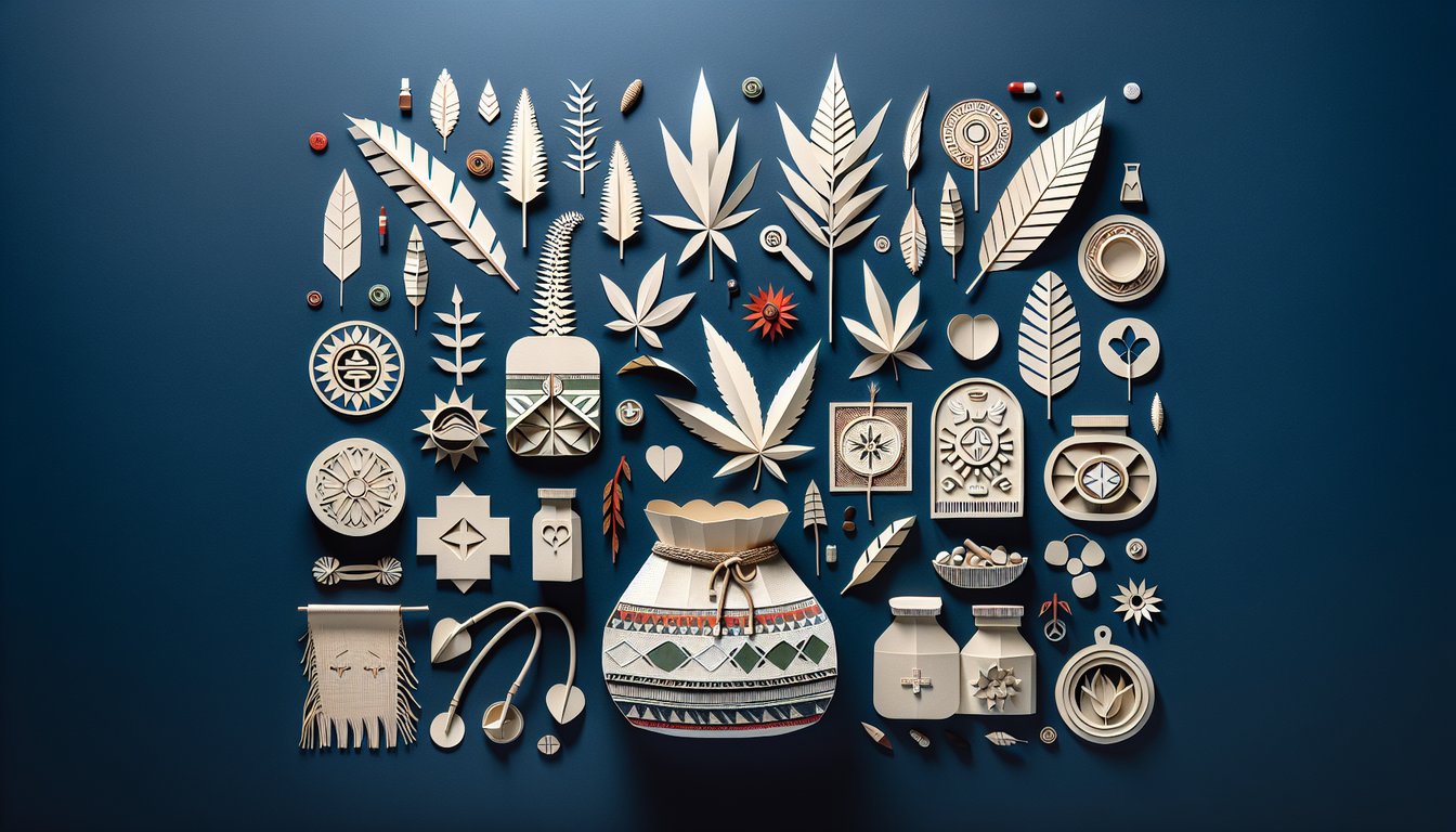 Colorful paper art promoting Medicine Bag Mastery quiz for high school social studies students.