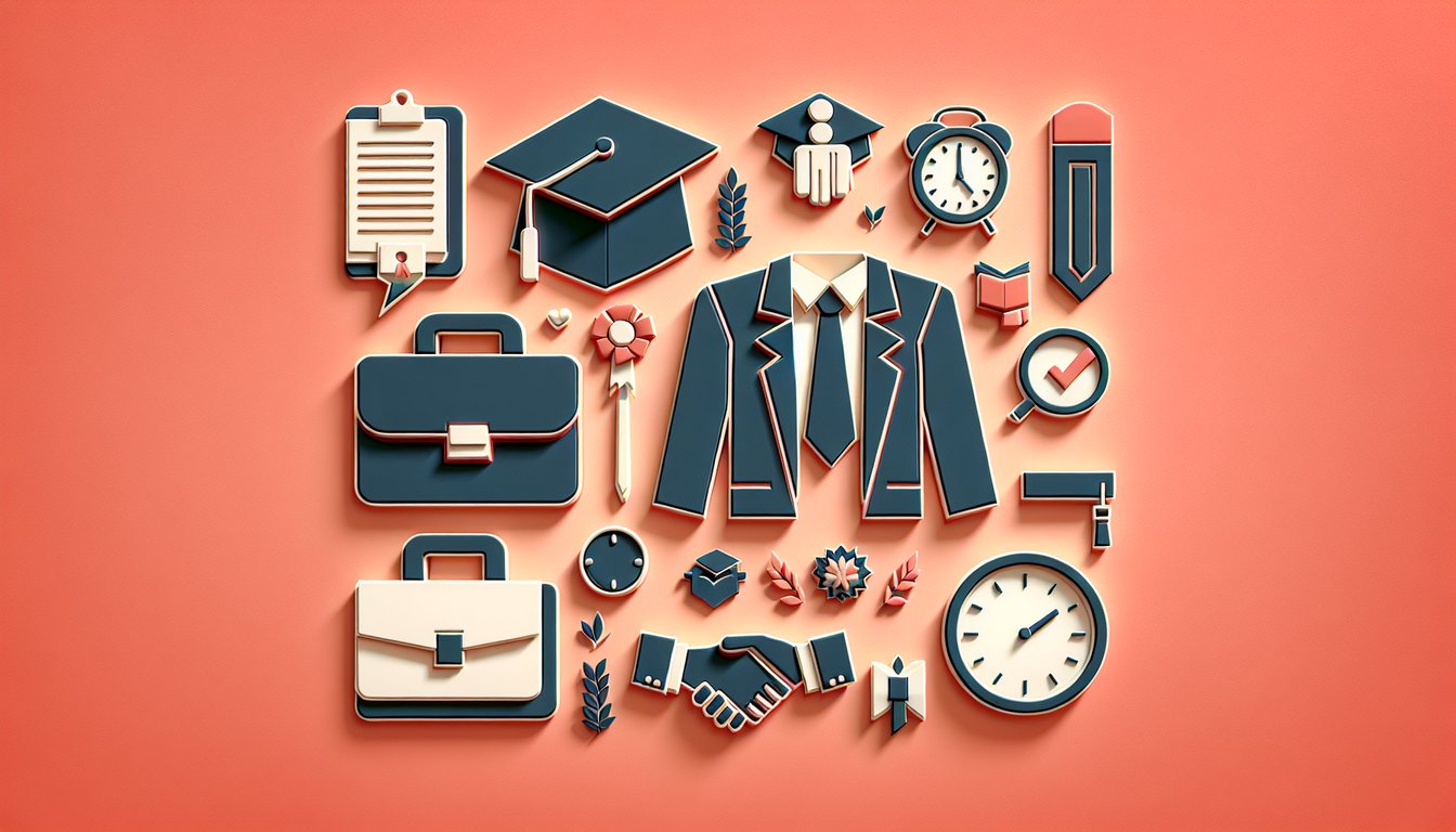 Paper art style quiz graphic on coral background with clipboard pencil gears checkmark symbolizing workplace readiness