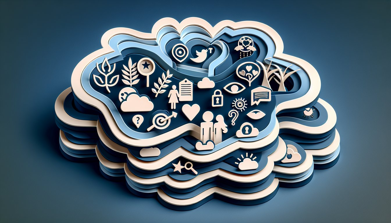 Paper art illustration for a quiz about identifying signs of a cheating girlfriend on a dark blue background.