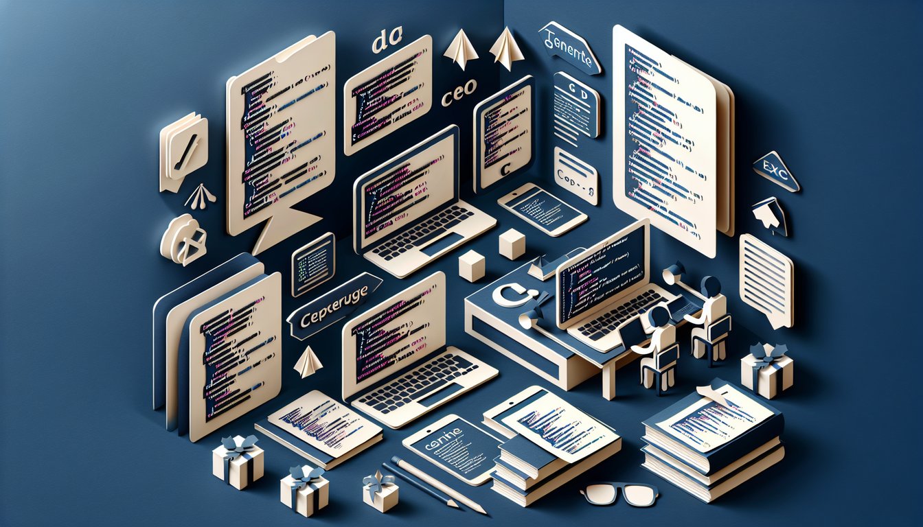 Colorful paper art promoting Online C Code Challenge quiz for students to test programming skills