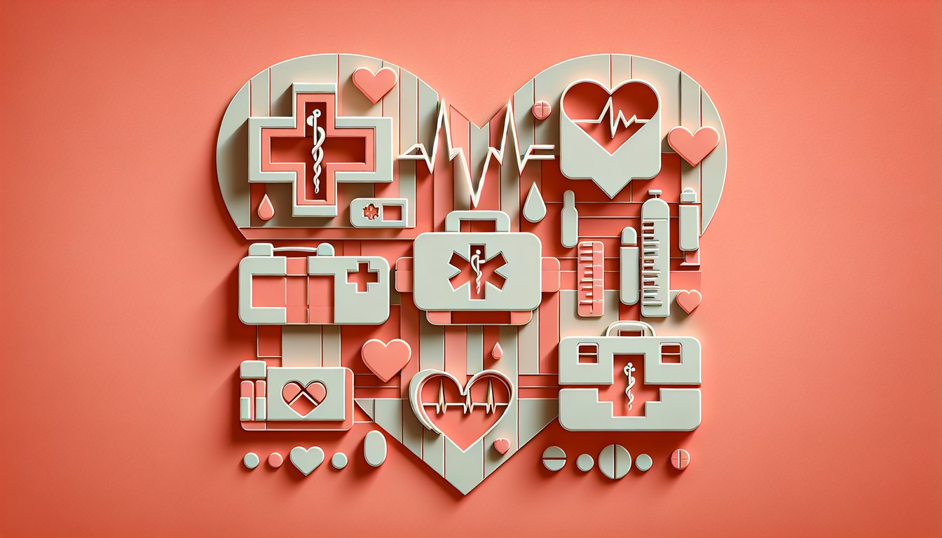 Paper art illustration for paramedic quiz on negative chronotropic effect medications on coral background