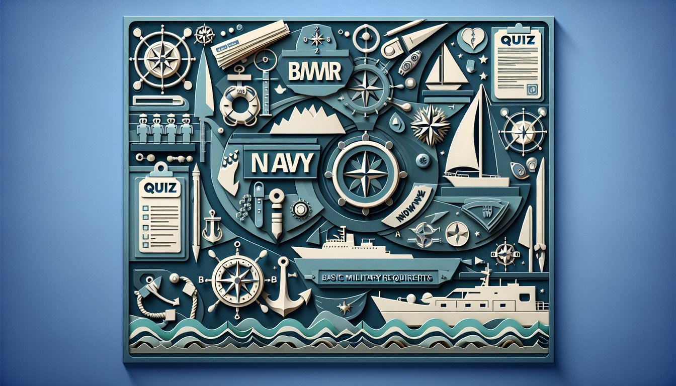Paper art style illustration showing navy rating study quiz compass checklist pencil on teal background