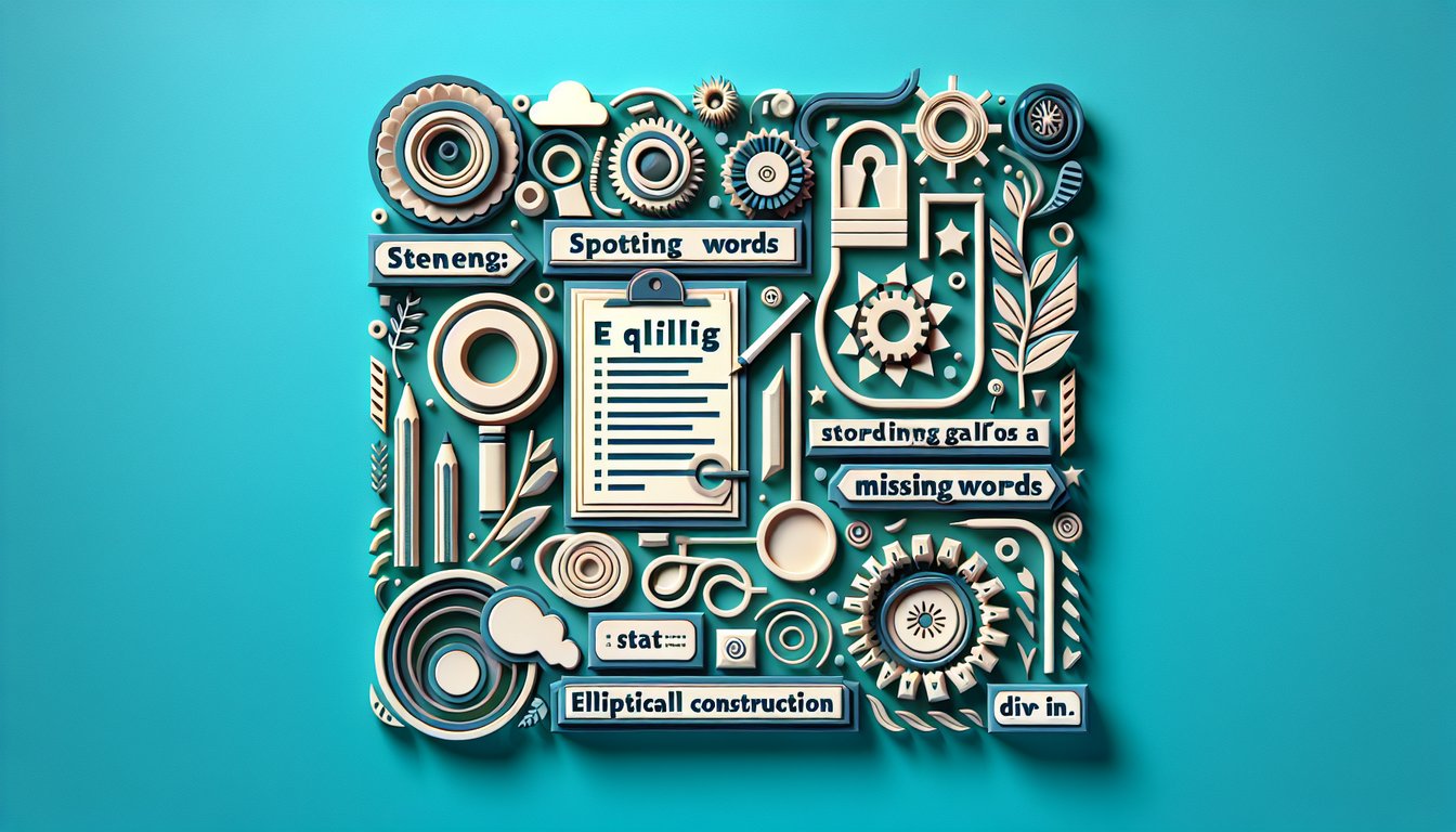 Paper art quiz on teal background free elliptical construction exercise spot missing words