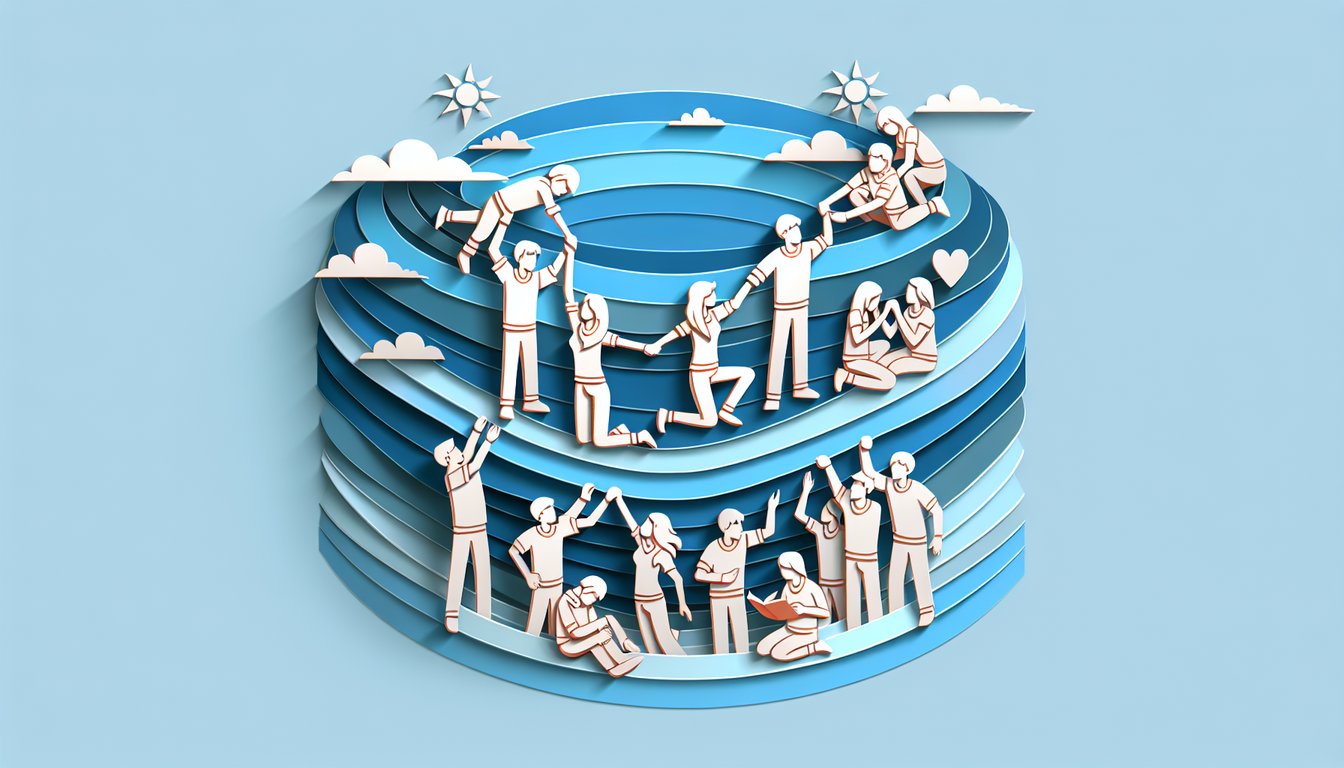 Paper art illustration for True Friendship Quiz on sky blue background