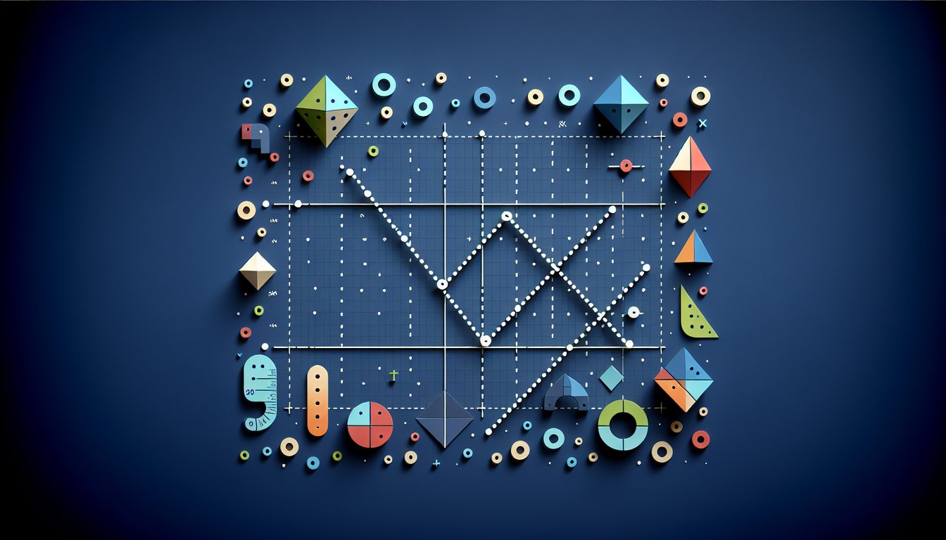 Colorful paper art representing a math trivia quiz on graphing skills for high school students.
