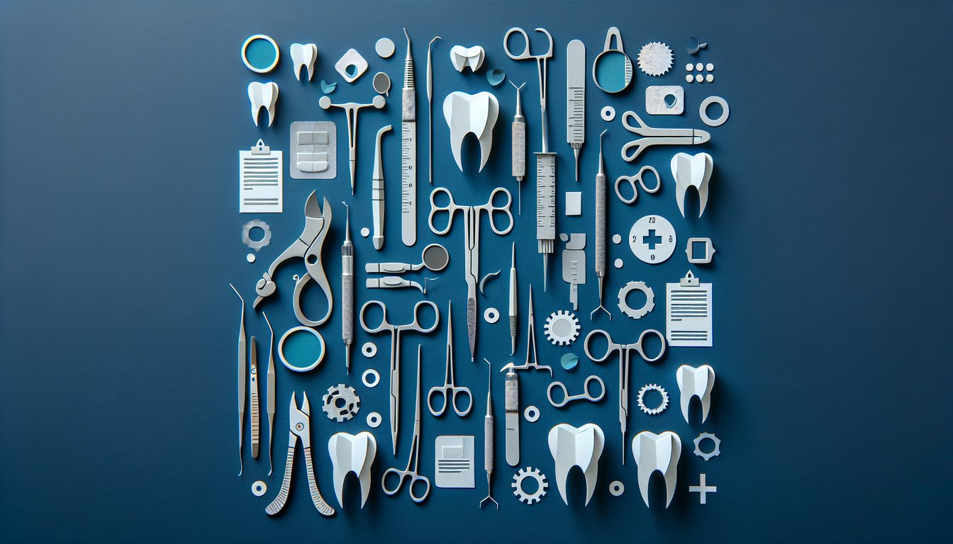 Colorful paper art promoting Tool Time Dental  Surgery Quiz for healthcare studies.