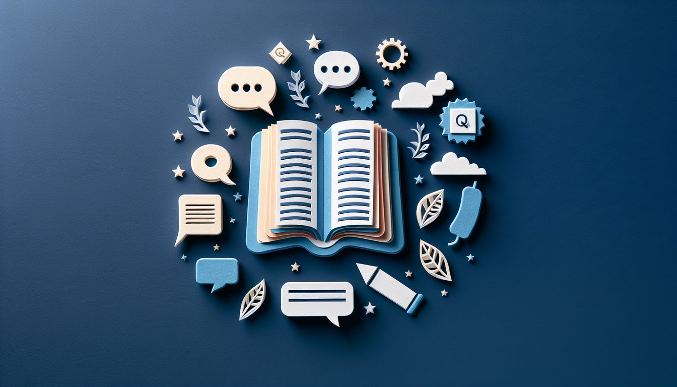 Colorful paper art depicting elements related to a vocabulary usage quiz.