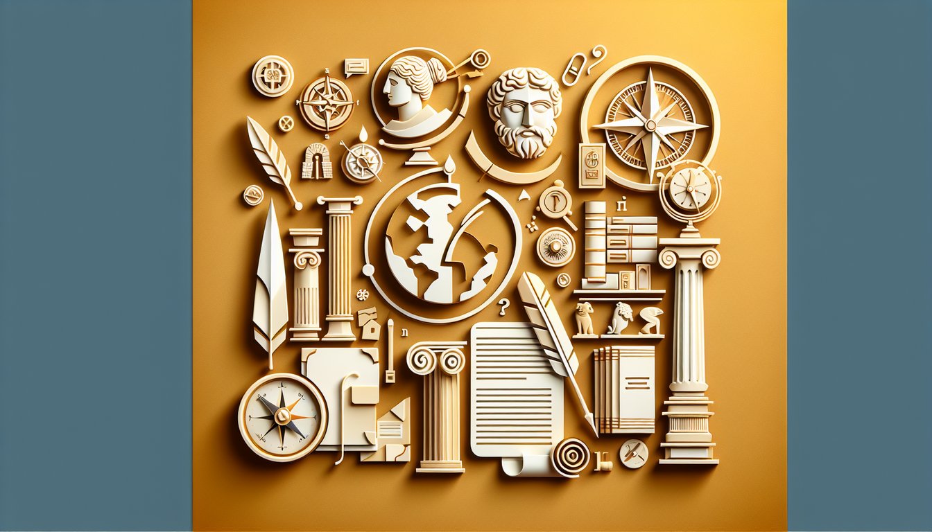 Paper art silhouettes of famous historical figures on a golden yellow background for a quiz identifying worldchanging icons
