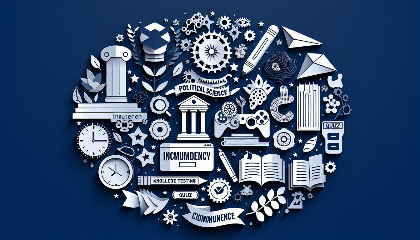 Paper art illustrating a trivia quiz on incumbency for high school political science students.