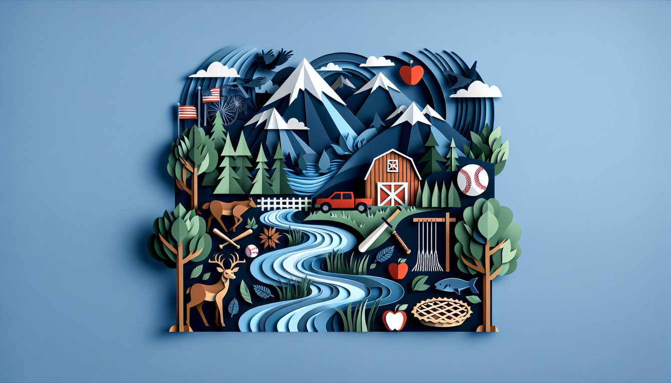 3D voxel art illustrating concepts from Nature and American Culture course
