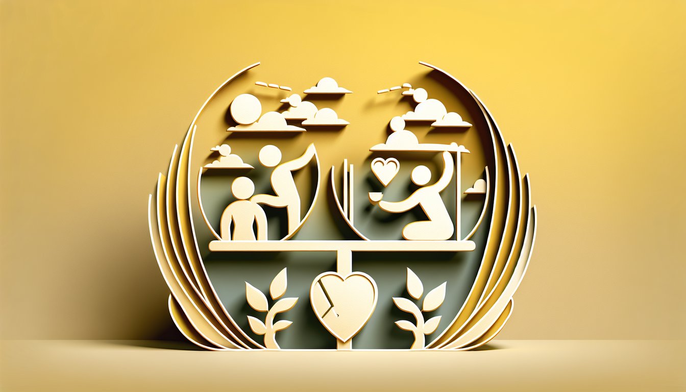 Paper art illustration for Am I a Bad Daughter Quiz exploring mother-daughter bond on golden yellow background