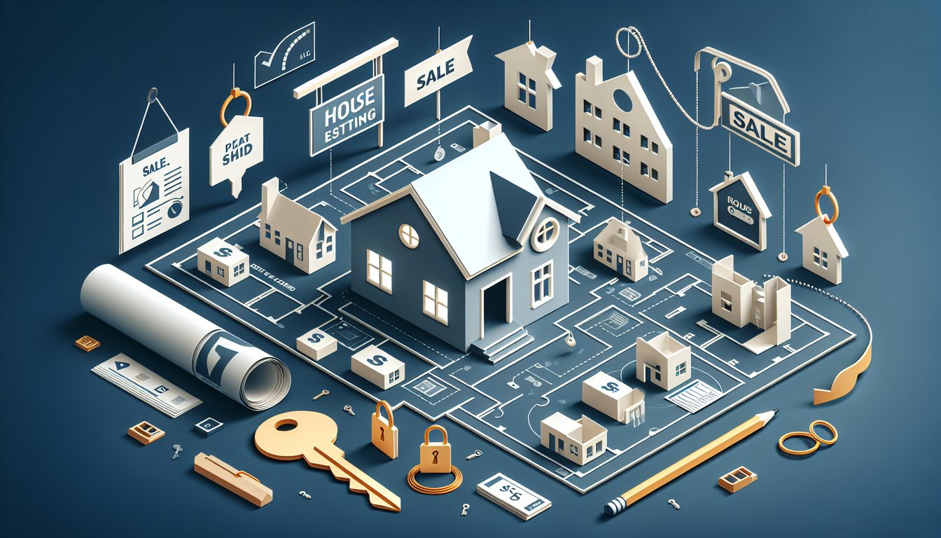 paper art style house keys checklist quiz title on dark blue background inviting realtor knowhow fit test