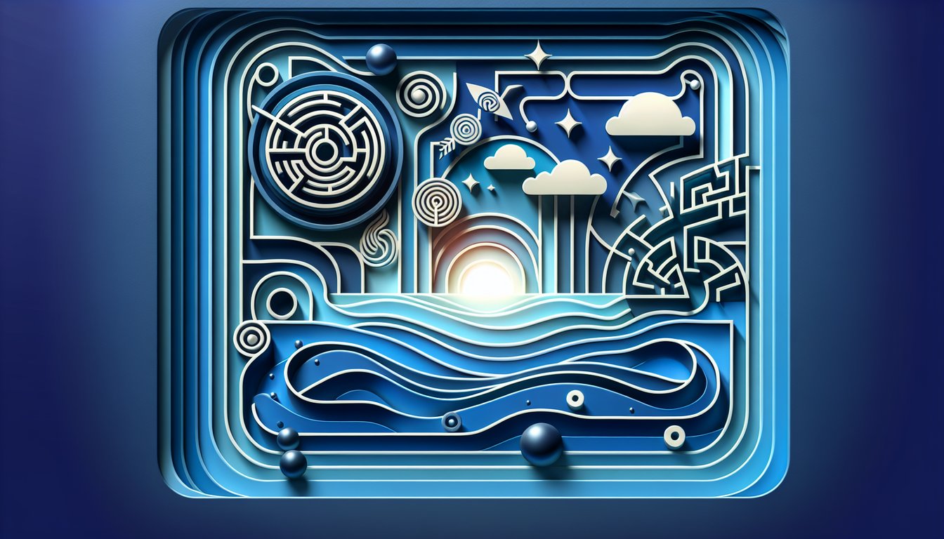 Paper art illustration promoting a free gender dysphoria test on a dark blue background