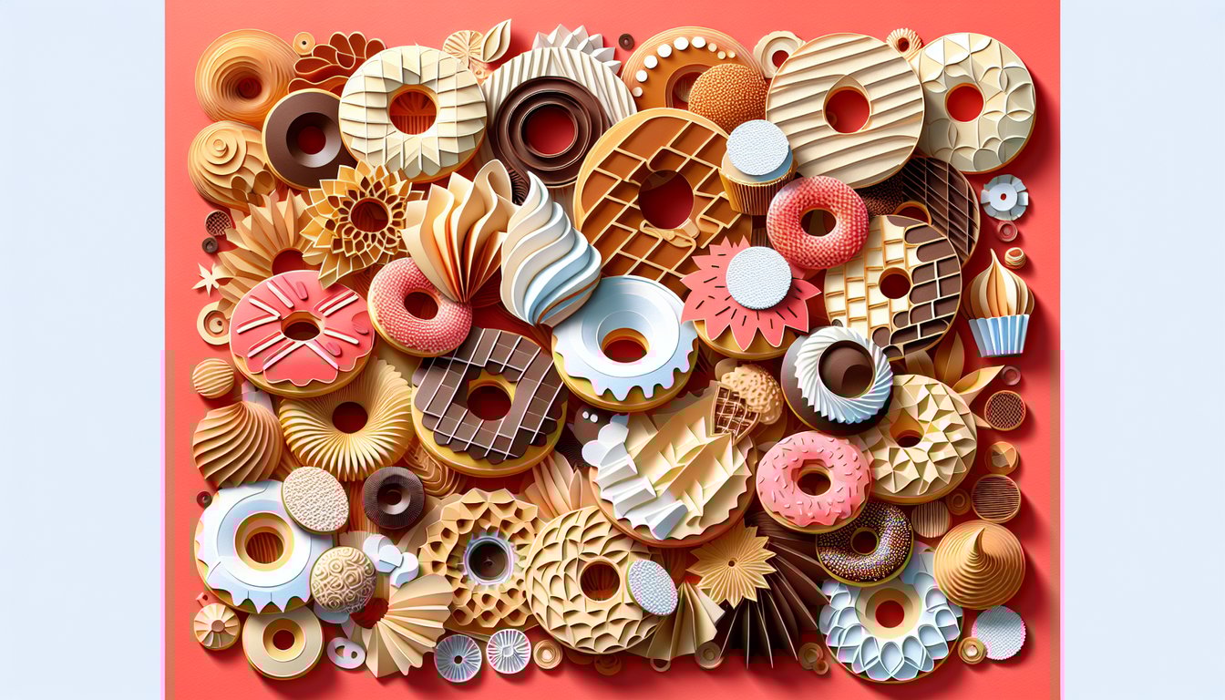 Paper art illustration for a Donut Trivia Quiz on a coral background