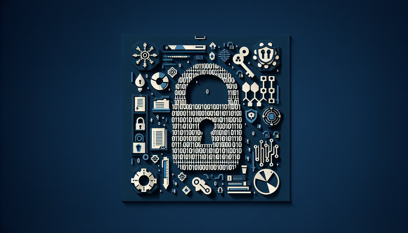 Colorful paper art depicting elements related to data security and storage for a quiz
