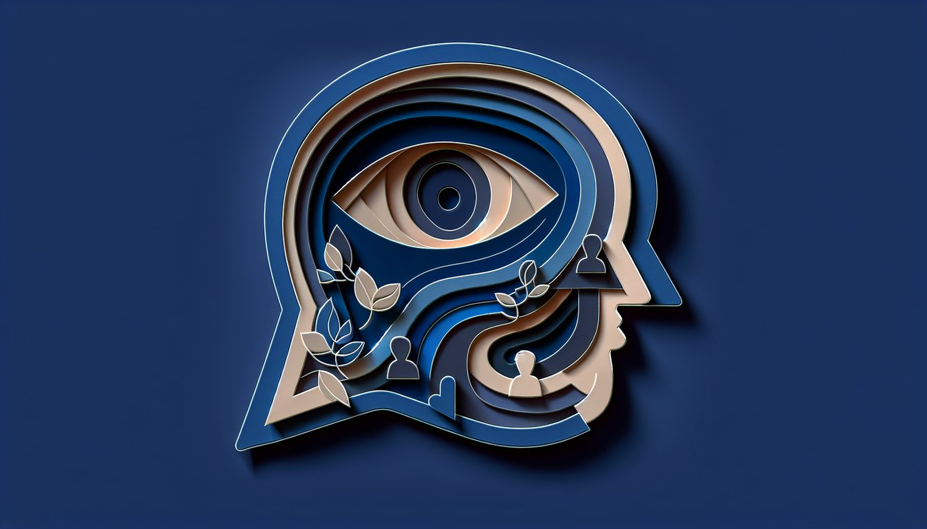paper art smartphone magnifying glass and footprints on blue background symbolizing stalking awareness privacy safety quiz