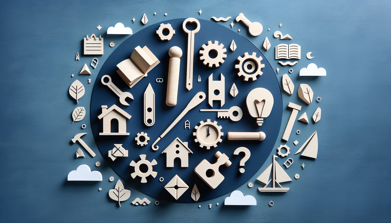 Colorful paper art depicting tools and wood for Joinery Product Knowledge Quiz.