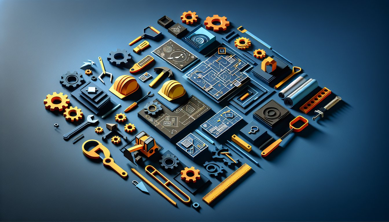 3D voxel art showcasing various aspects of Construction Planning course