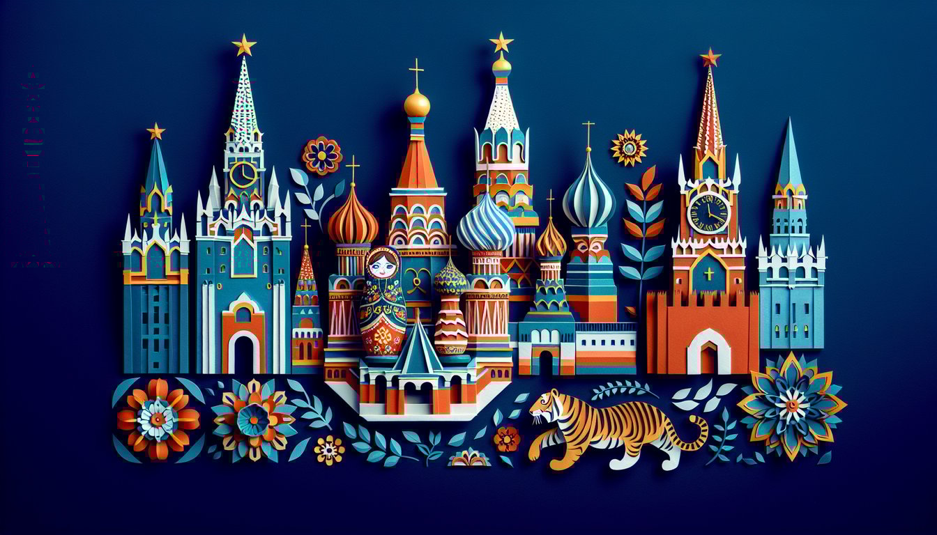 3D voxel art illustrating Third Year Russian II course material