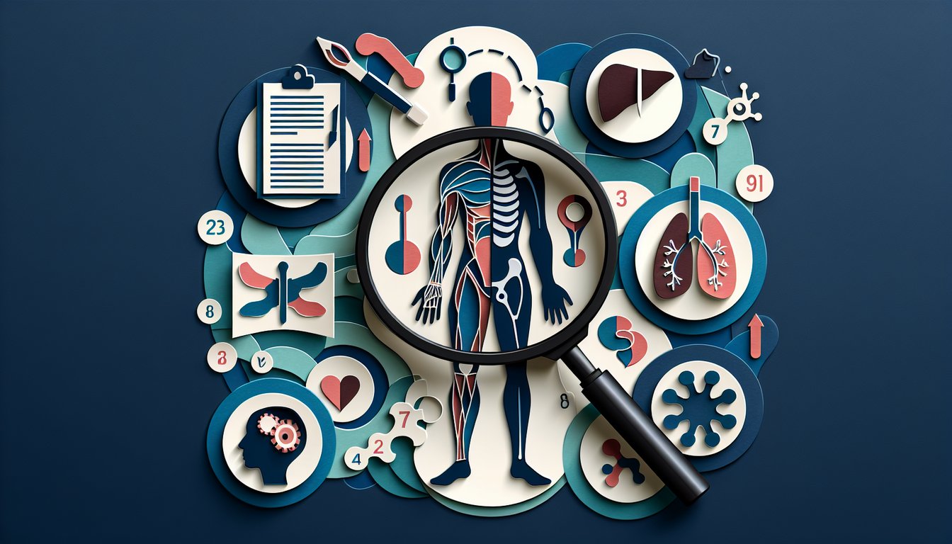 Colorful paper art promoting a body composition trivia quiz for high school students.