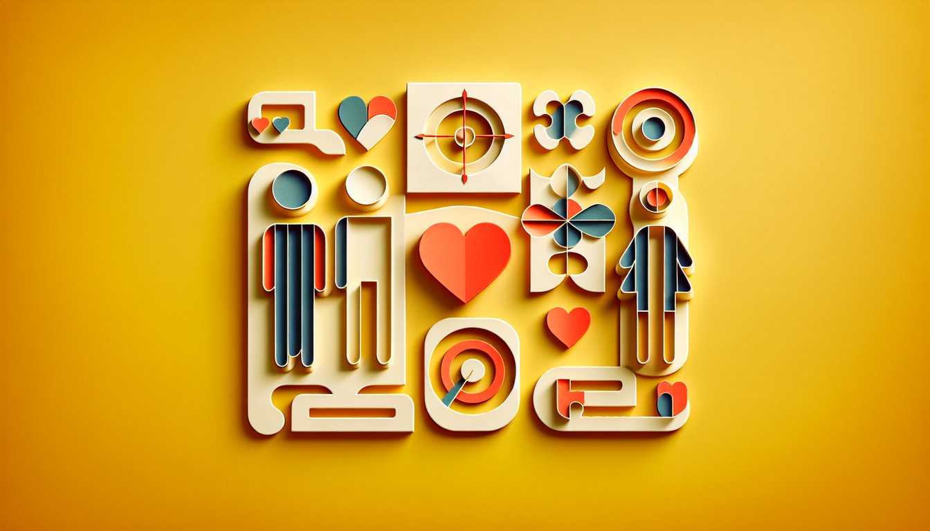 Paper art illustration for Taste in Men Quiz on a golden yellow background