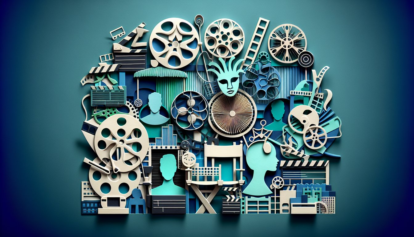 Paper art illustration featuring quiz theme The Holdovers on teal background with playful cutout characters and quiz title.