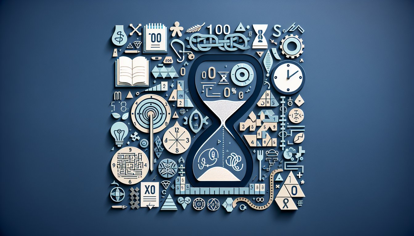 Paper art depicting a trivia quiz titled The 100 Answer Challenge for high school math students.