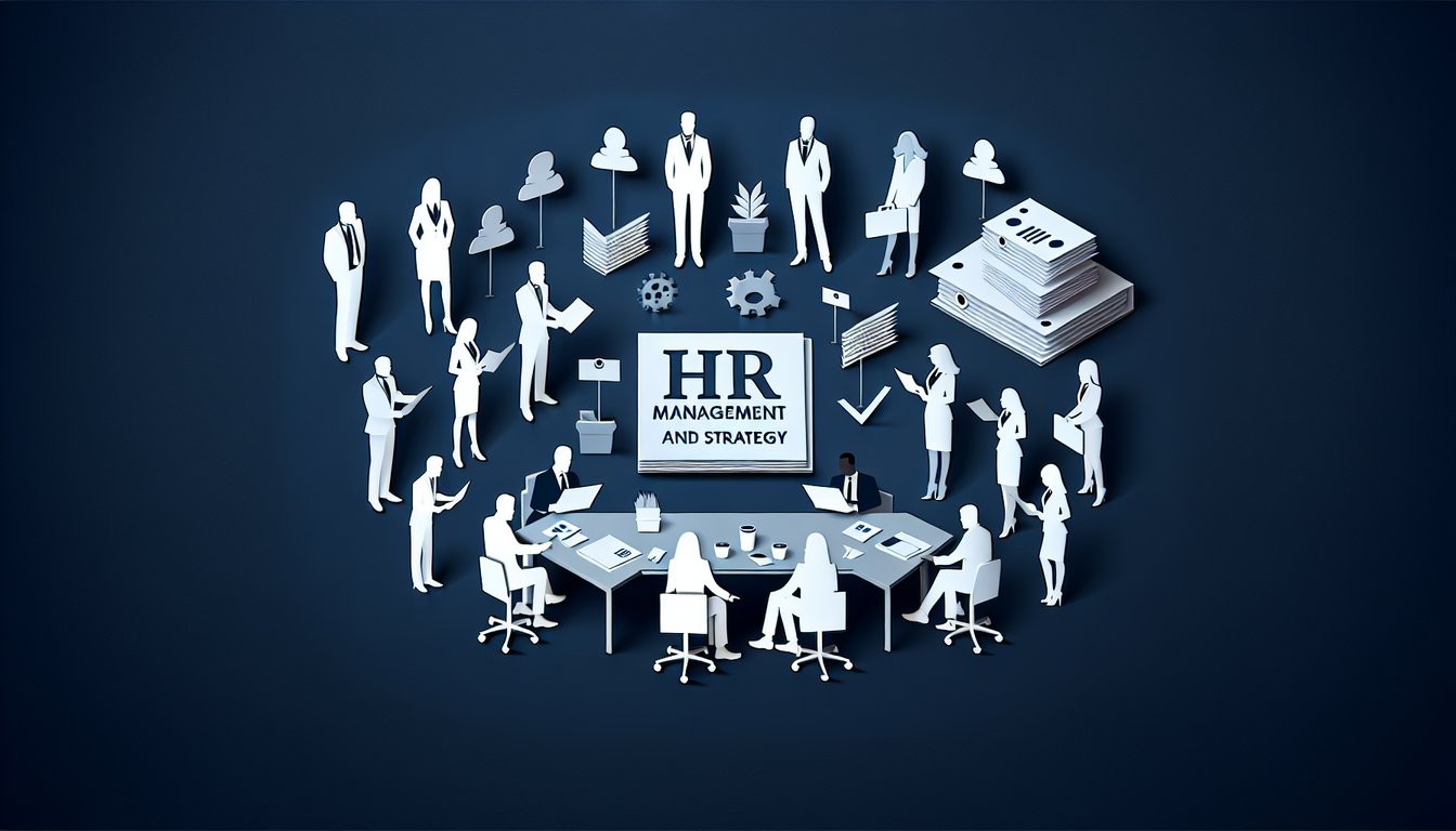 3D voxel art visualizing topics in HR Management and Strategy course